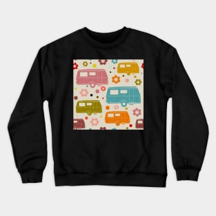 Colourful Vintage Caravans and Flowers Pattern Crewneck Sweatshirt